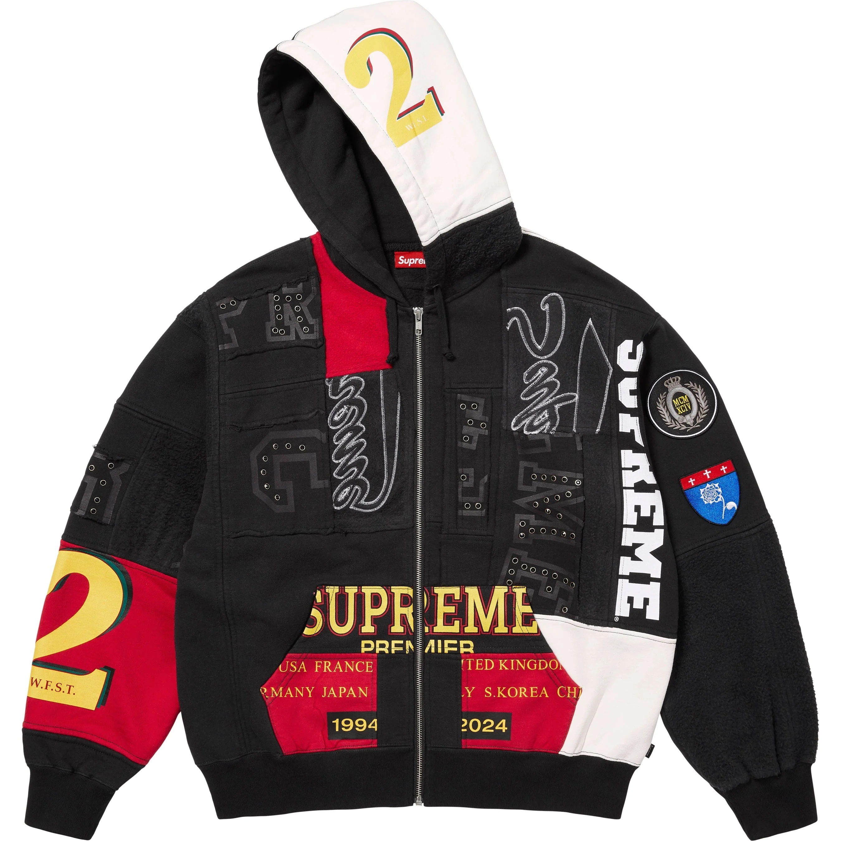 Patchwork Zip Up Hooded Sweatshirt view 2